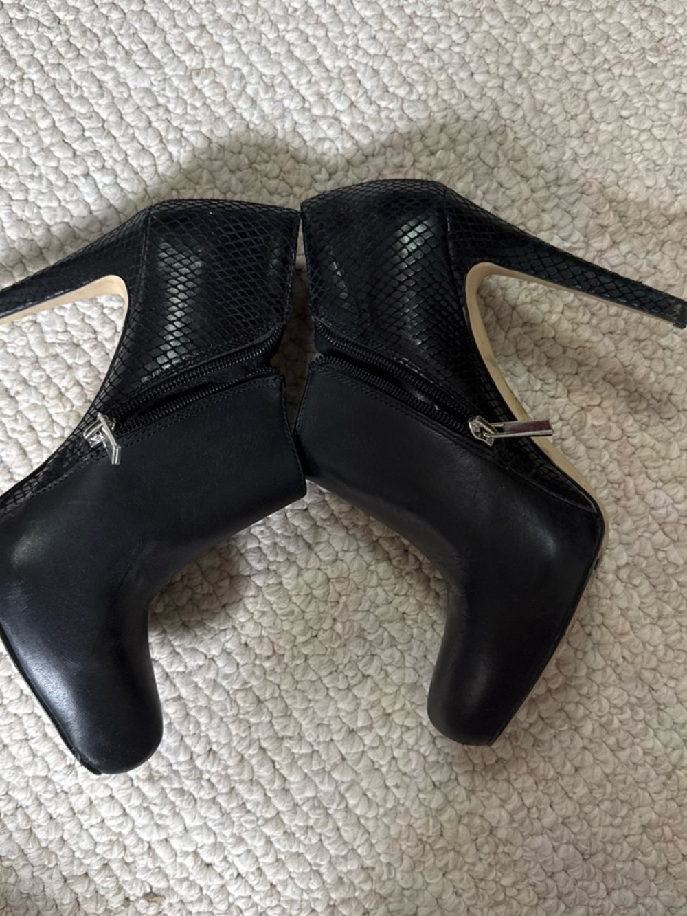 INC International Concepts Black Pointed Leather Ankle Booties